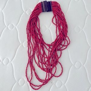 Fashion Multilayer Seed Bead Chain Necklace Statement Necklace. Red Color